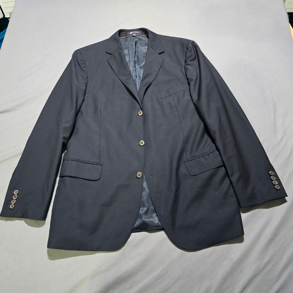 J.Crew Blazer Mens 42R Navy Blue Italian Wool 3-Button Suit Jacket 91012